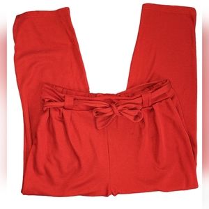 Shein Red High Rise Pants With Bow Belt Size 2X